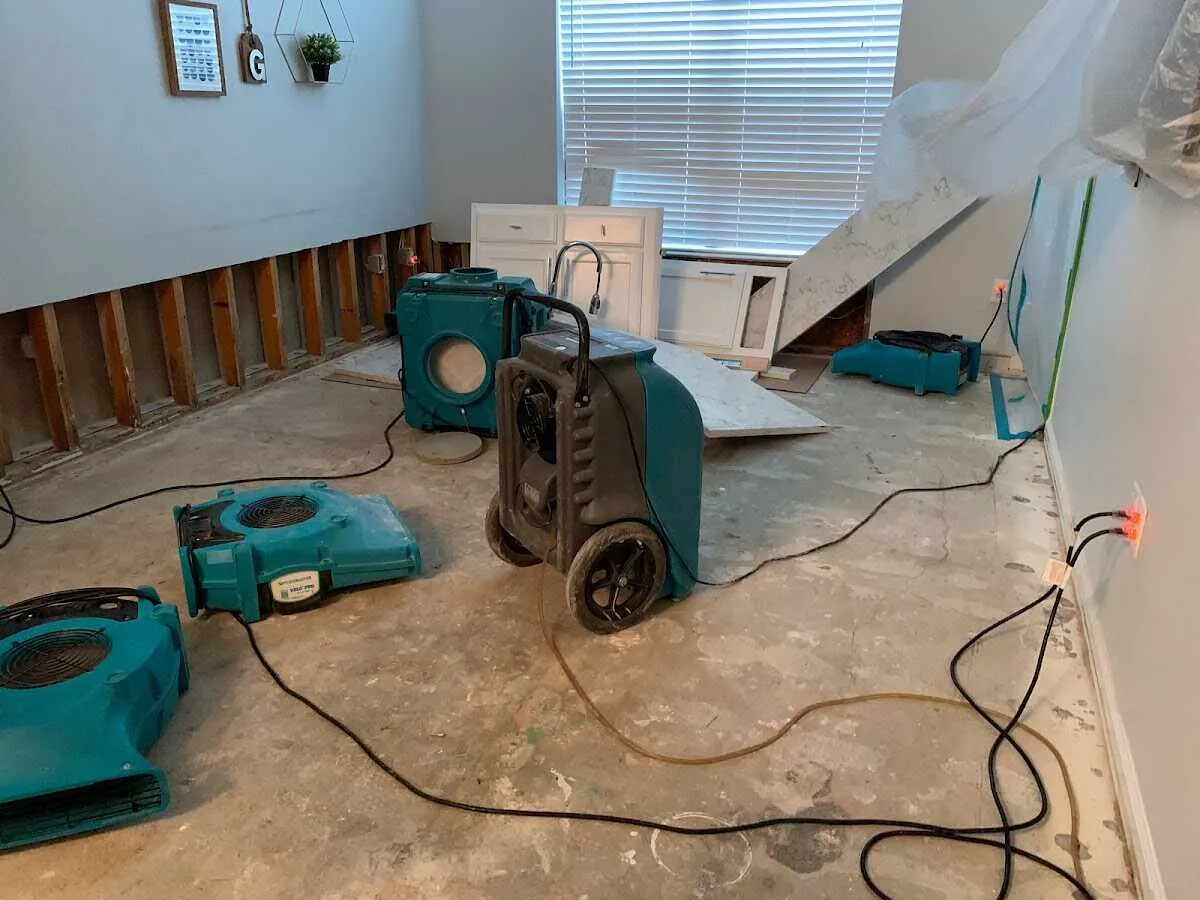 Dehumidifier in flood-cut room for Water Extraction & Removal in Elma